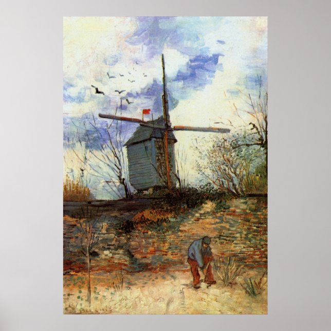 Poster Le Moulin de la Galette par Vincent van Gogh (Devant)