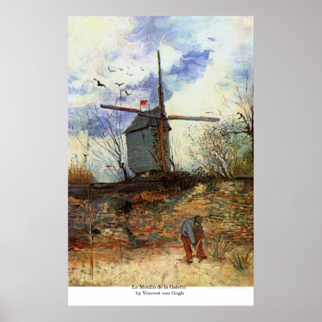 Poster Le Moulin de la Galette par Vincent van Gogh (Devant)