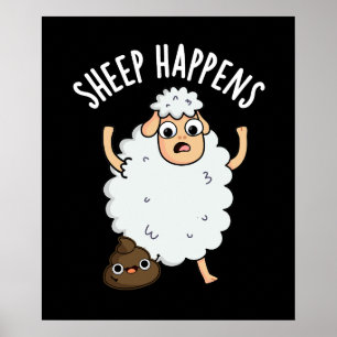 Poster Le mouton se passe drôle Poop Pun Dark BG