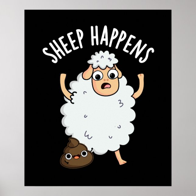 Poster Le mouton se passe drôle Poop Pun Dark BG (Devant)