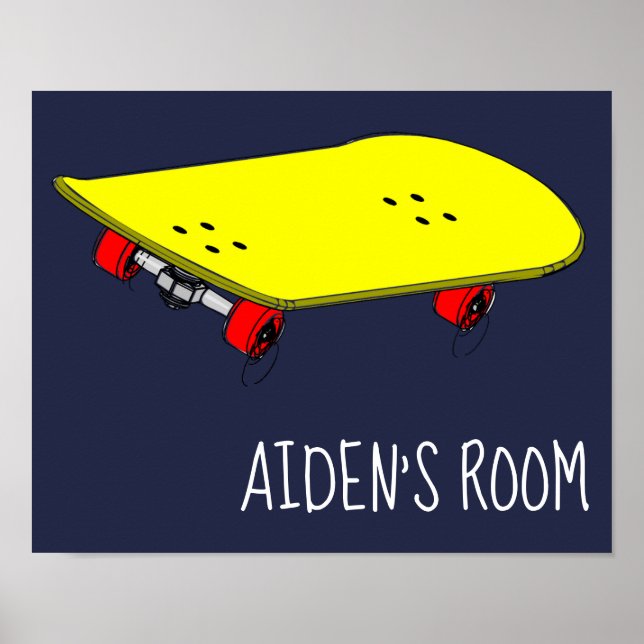 Poster Le nom de la chambre à coucher art Patinage Jaune  (Devant)