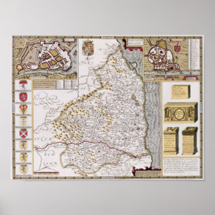 Poster Le Northumberland, gravé par Jodocus Hondius
