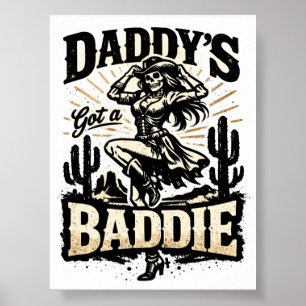 Poster Le Papa a une Méchante Funny Vintage Cowgirl