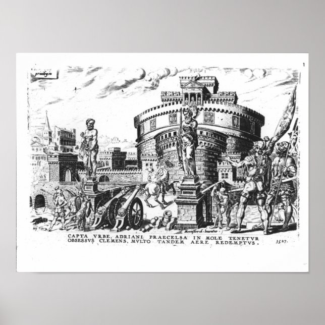 Poster Le pape Clément VII est assiégé par Charles V (Devant)