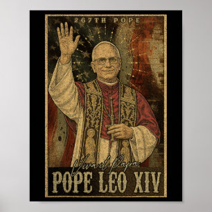 Poster Le Pape Leo Xiv 14ème Pape Américain Drapeau Vin