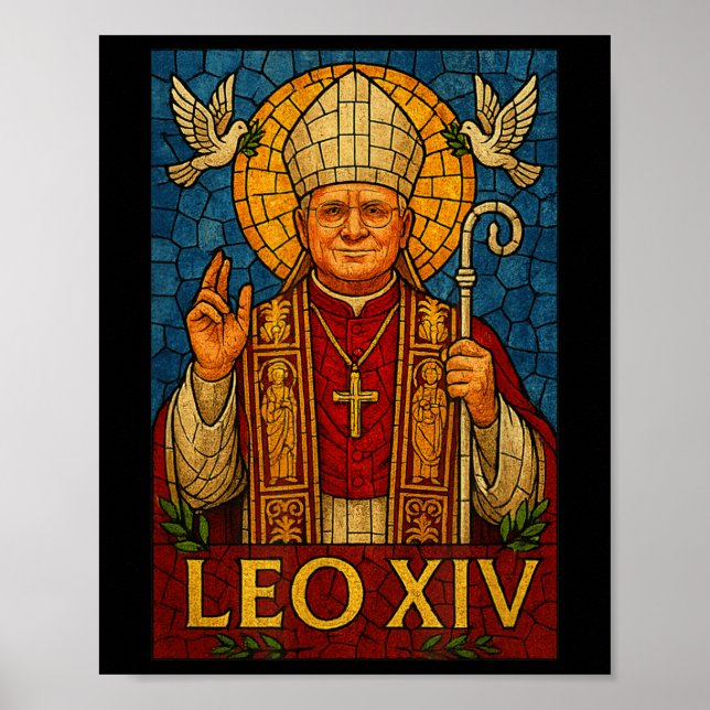 Poster Le Pape Leo Xiv - Art divin de la mosaïque Christi (Devant)