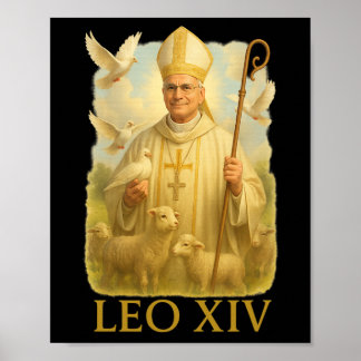 Poster Le Pape Leo Xiv Doves - Christian Catholic Faith I