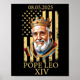 Poster Le pape Leo Xiv, drapeau américain 2025 Le Vatican