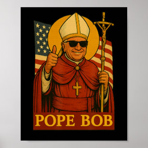 Poster Le Pape Léon Bob Premier Pape Américain Vintage Pa