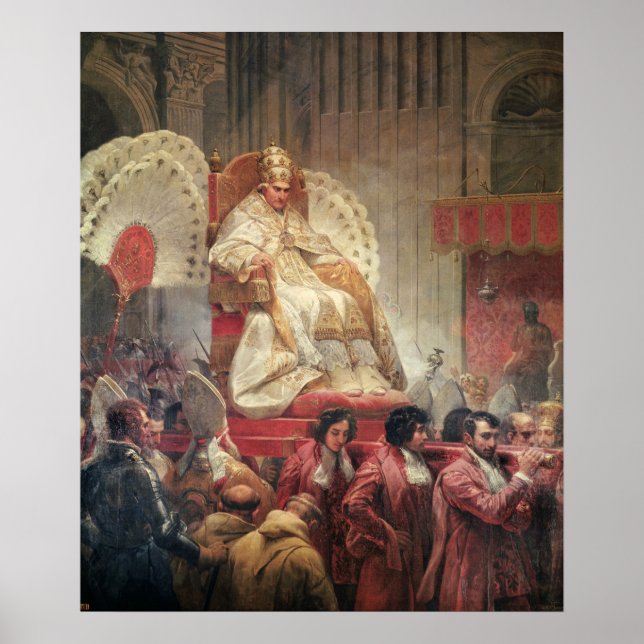 Poster Le Pape VIII à Saint Pierre sur la Sedia Gestatori (Devant)