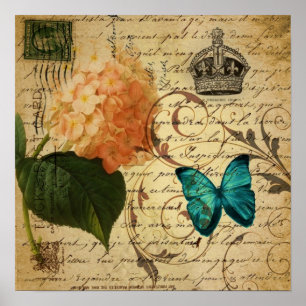 Poster le papillon bleu Paris scripts botanique français