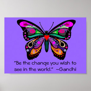 Poster Le papillon "soit le changement… "