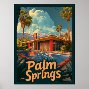 Poster Le Paradis De La Piscine : Un Palm Springs Rétro