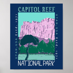 Poster Le Parc National Capitol Reef Utah Distress Retro