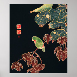 Poster Le paroquet d'Ito Jakuchu Art japonais des oiseaux