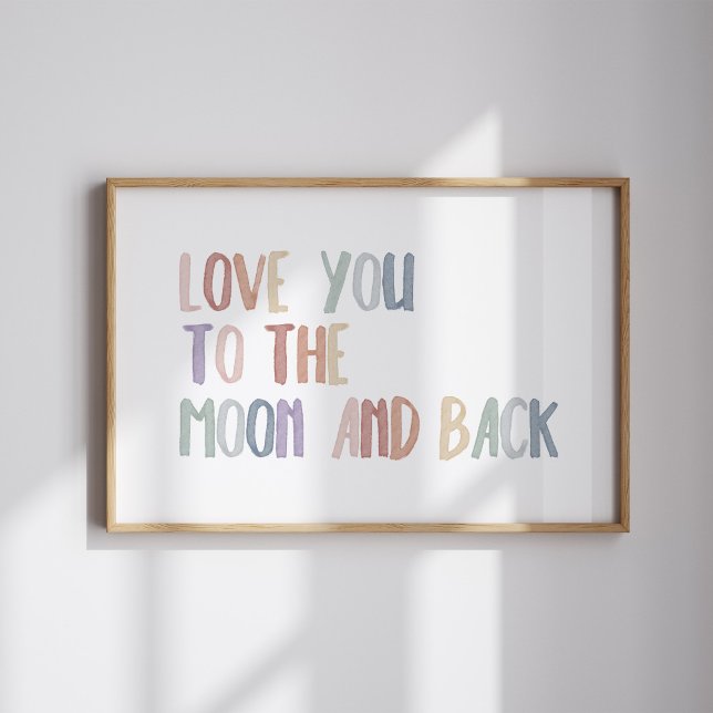 Poster Le pastel Boho vous aime à la lune et à l'arrière- (Créateur téléchargé)