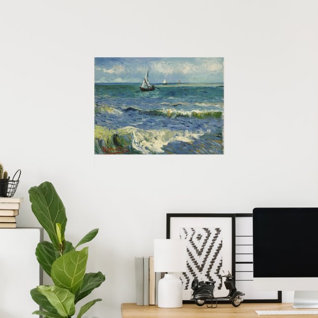 Poster Le paysage marin de Van Gogh aux Saintes Maries de (Bureau à domicile)