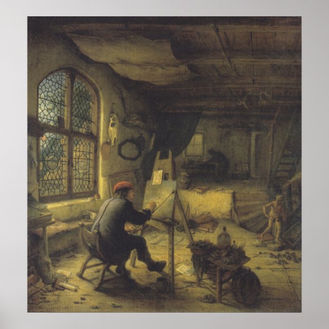Poster Le peintre dans son atelier (Studio de l'artiste) (Devant)