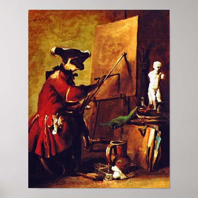 Poster Le peintre singe (Devant)