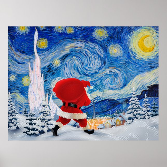 Poster Le Père Noël arrive Carte postale (Devant)