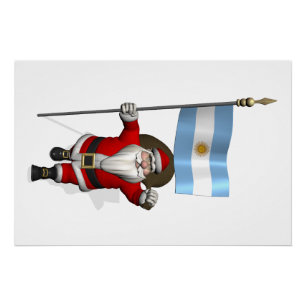 Poster Le père noël avec le drapeau de l'Argentine