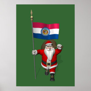Poster Le Père Noël Avec L'Ensigne Du Missouri