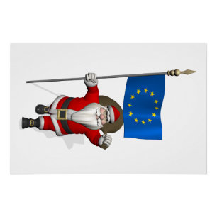 Poster Le Père Noël Avec L'Entrée De L'Union Européenne