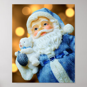 Poster Le Père Noël en costume bleu