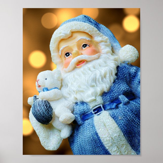 Poster Le Père Noël en costume bleu (Devant)
