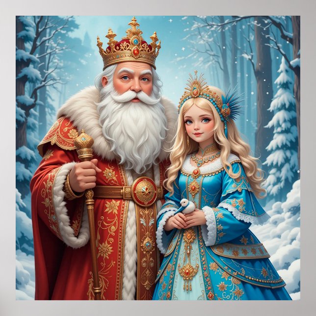 Poster Le Père Noël et le Maiden des neiges fêtent Noël (Devant)