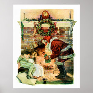 Poster Le Père Noël livre des présents