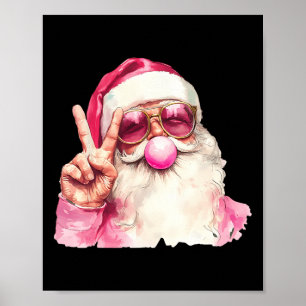 Poster Le Père Noël souffle la bulle gomme rose Sungels C