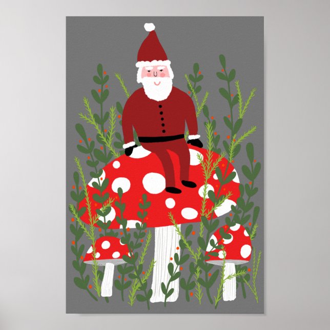 Poster Le Père Noël sur le champignon magique (Devant)