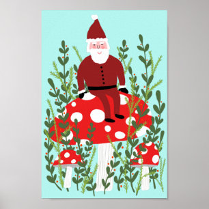Poster Le Père Noël sur le champignon magique