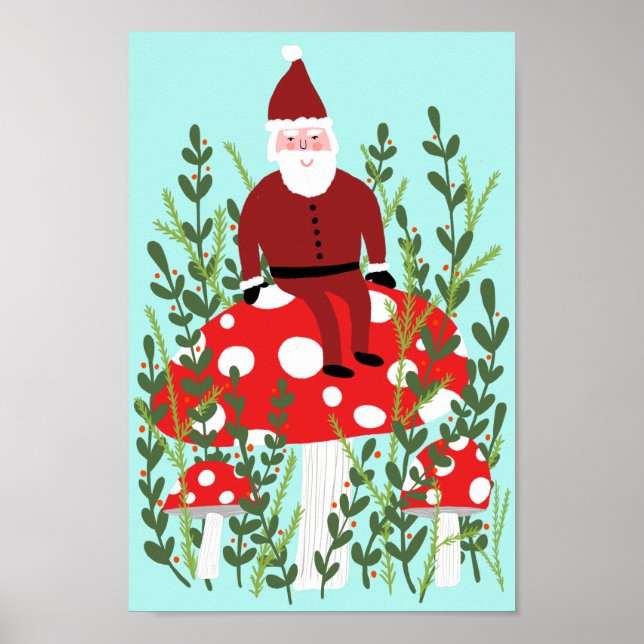 Poster Le Père Noël sur le champignon magique (Devant)