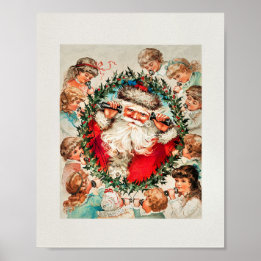 Poster Le Père Noël sur les téléphones à cordes