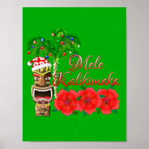 Poster Le Père Noël Tiki Mele Kalikimaka
