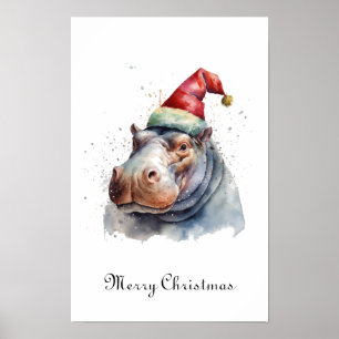 Poster Le petit hippopotame du Père Noël, personnalisé