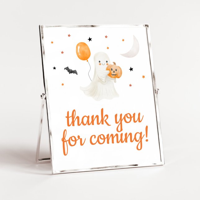 Poster Le petit Merci de Boo d'Halloween à venir (A Little Boo Baby Shower Thank you for Coming Sign)