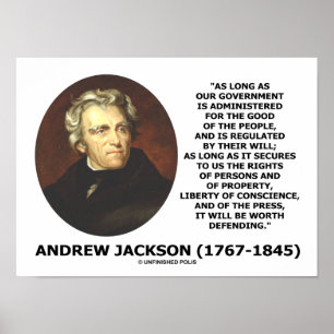 Poster Le peuple du gouvernement Andrew Jackson va défend
