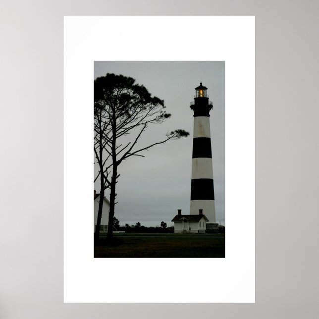 Poster Le phare de Bodie Island en début de soirée (Devant)