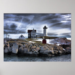 Poster Le phare de Stormy Cape Neddick "Nubble" York, ME