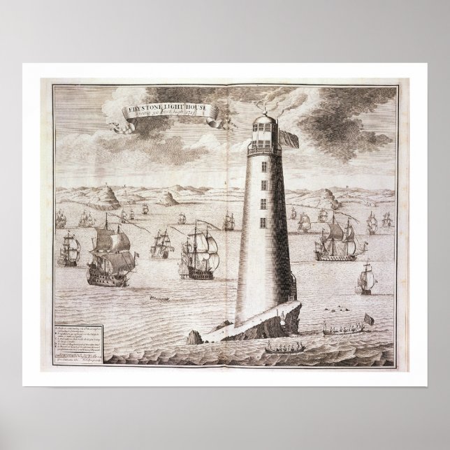 Poster Le phare Eddystone, gravé par Hendrick Hul (Devant)