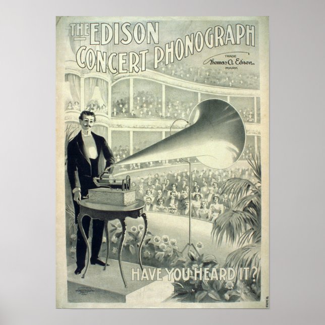 Poster Le phonographe de concert Edison. (Devant)