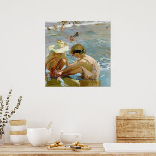 Poster Le pied blessé peinture de Joaquin Sorolla