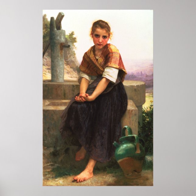 Poster Le Pitcher brisé par William-Adolphe Bouguereau (Devant)