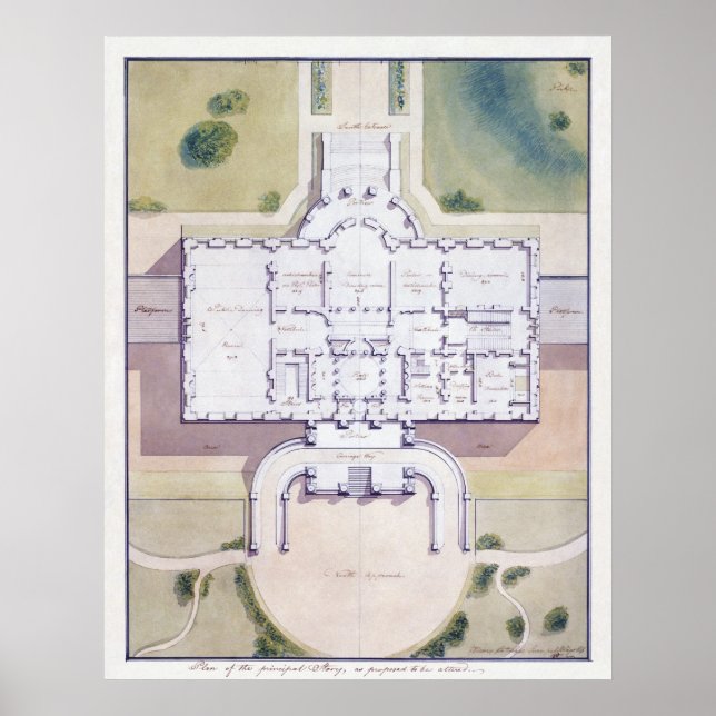 Poster Le plan architectural de la Maison Blanche Washing (Devant)