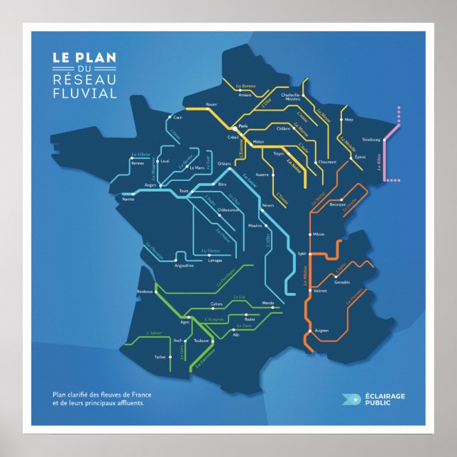 Poster Le plan du réseau fluvial de France (Devant)