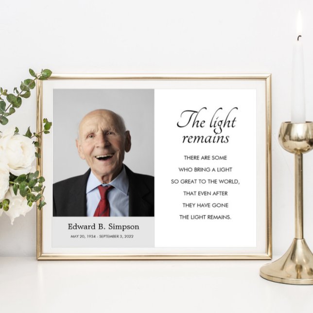 Poster Le poème mémorial funéraire La Lumière demeure ave (Créateur téléchargé)