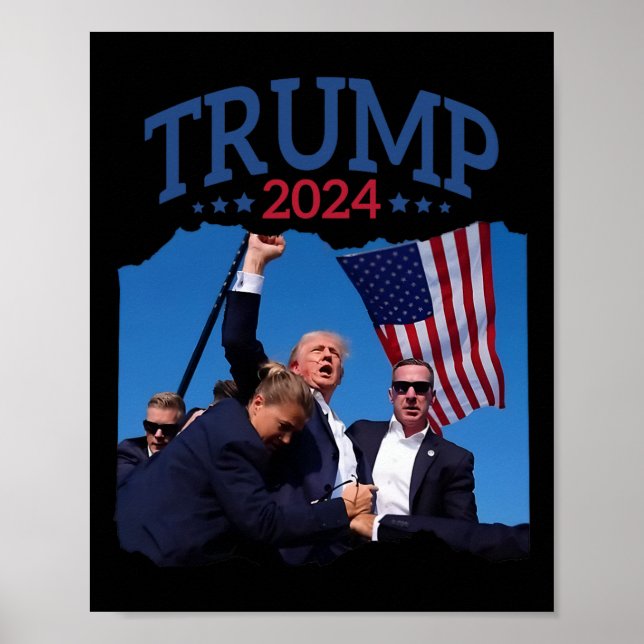 Poster Le poing court a tapé 2024 Priez pour Trump ne don (Devant)